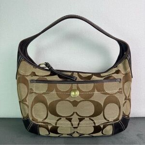Coach Ergo Hobo Bag in Tan Canvas Signature
Print with Brown Leather Accents